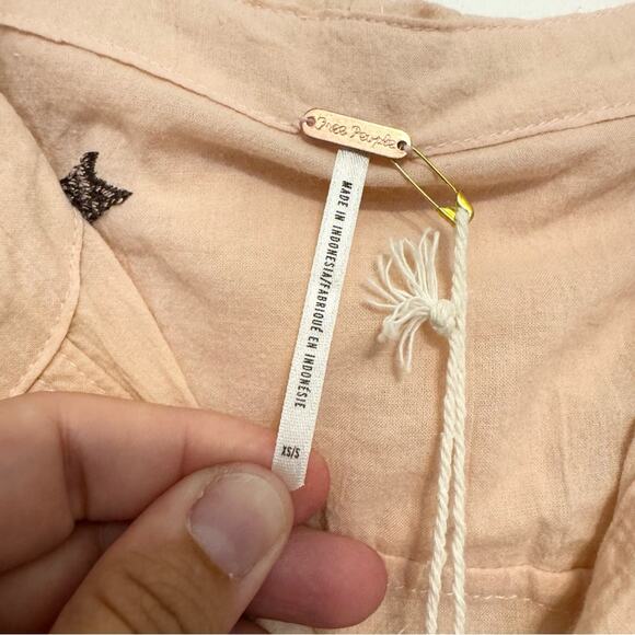 NWT Free People Cloud Nine Wide Leg Embroidered Jumper Pink Crystal Combo - XS/S - Picture 12 of 16